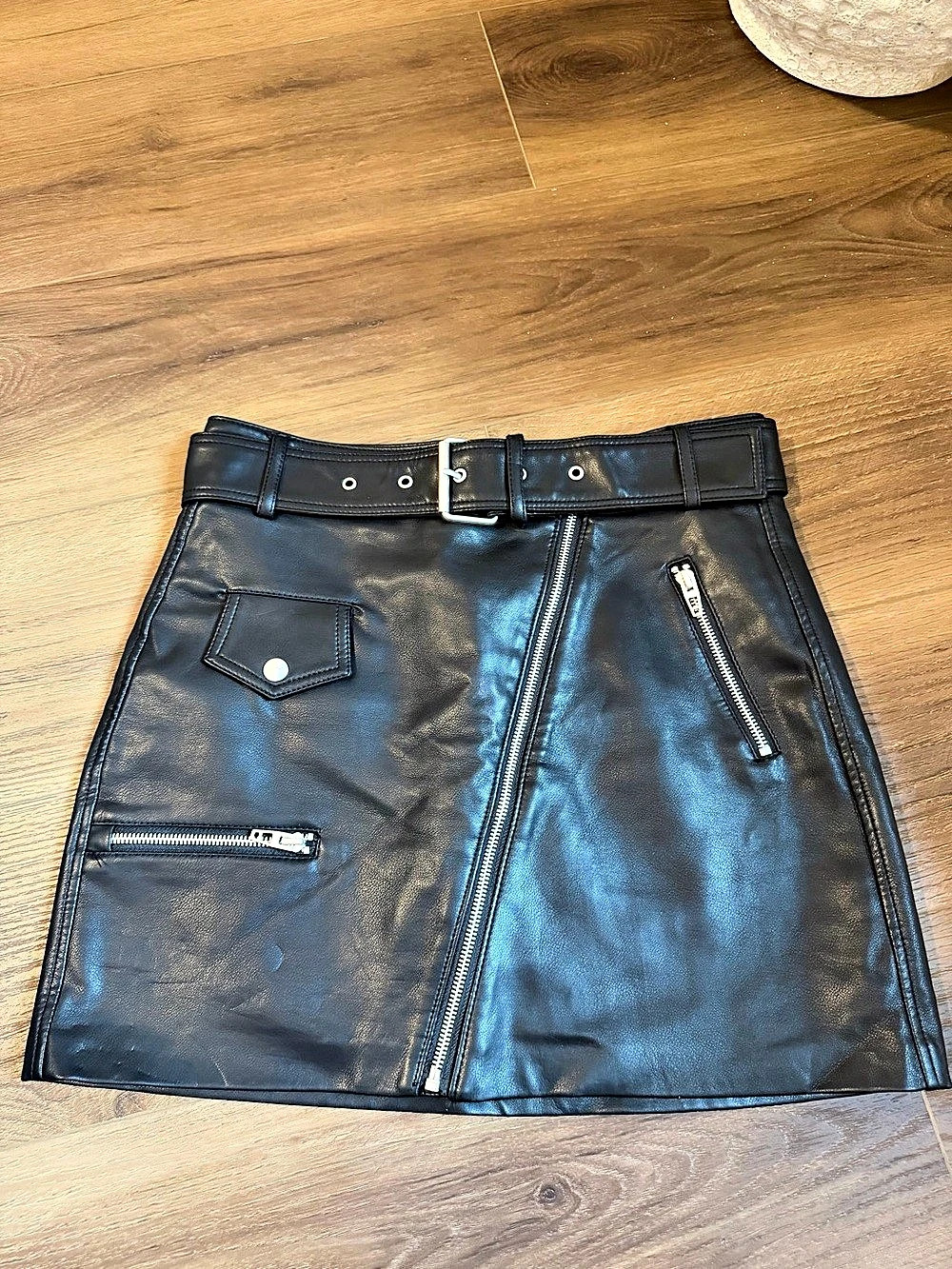 Blank NYC Black Faux Leather Mini Skirt